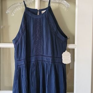 Maxi Embroidery T- Strap Halter Bohemian Dress SZ M